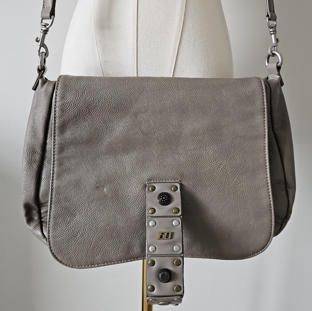 Miss Sixty Gray Leather Shoulder Bag 2000's y2k